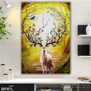 Tranh nai trang khu rừng đẹp nhất