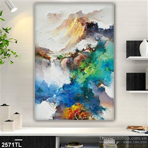 Tranh sơn dầu núi trang trí treo tường