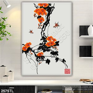 Tranh hoa Đào phong thủy treo tường đẹp