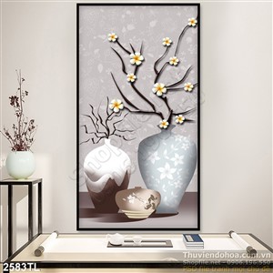 Tranh 3D bình hoa trang trí treo tường đẹp