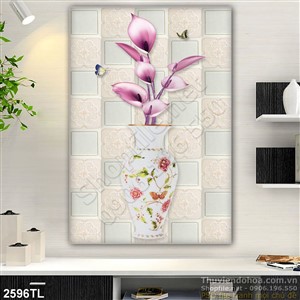 Tranh bình hoa giả ngọc trang trí phòng ngủ
