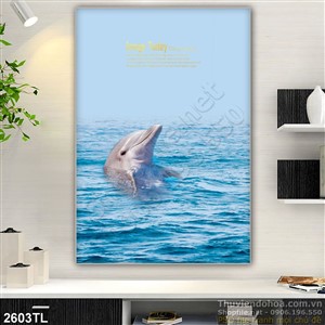 Tranh biển và cá heo trang trí phòng ngủ