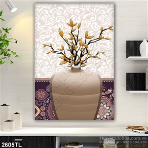 Tranh bình hoa hiện đại trang trí treo tường