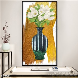 Tranh sơn dầu bình hoa nghệ thuật
