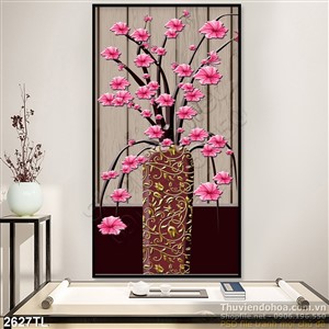 Tranh 3D bình hoa đẹp nghệ thuật