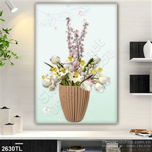 Tranh điêu khắc bình hoa đẹp độc đáo