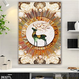 Tranh hươu nai nghệ thuật bằng vàng