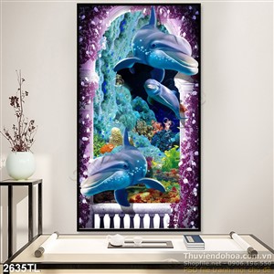 Tranh cá heo đại dương trang trí phòng ngủ cho bé