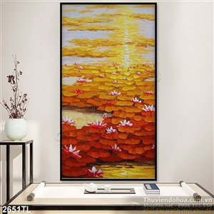 Tranh sơn dầu hoa Súng trang trí tường đẹp