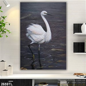 Tranh sơn dầu chim Hạc đẹp nhất