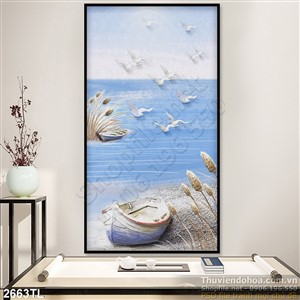 Tranh điêu khắc biển và chim bồ câu