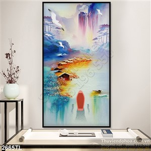 Tranh màu nước phong cảnh rừng trang trí tường hiện đại