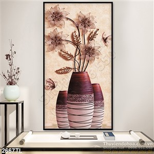 Tranh bình hoa in gạch đẹp