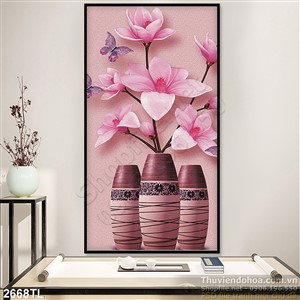 Tranh bình hoa Mộc lan trang trí phòng khách