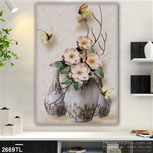Tranh bình hoa mai giả ngọc treo tường đẹp