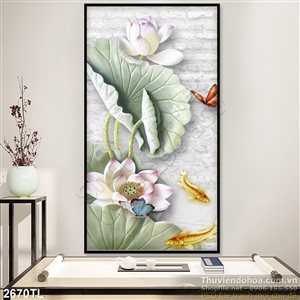 Tranh điêu khắc giả ngọc hoa Sen trang trí phòng khách