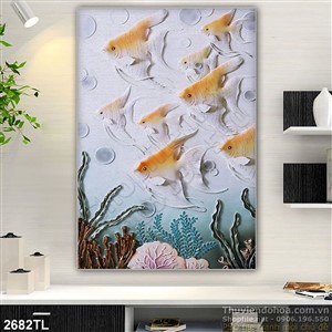 Tranh điêu khắc cá đại dương trang trí phòng ngủ