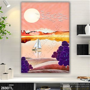 Tranh sơn dầu thuyền trang trí phòng ngủ