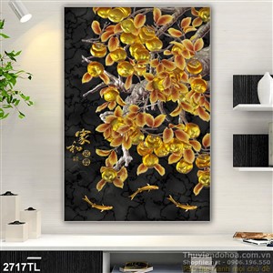 Tranh cây lá vàng trang trí phòng ngủ