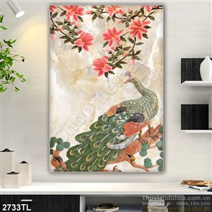 Tranh chim công giả ngọc in gạch chất lượng cao