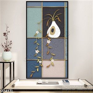 Tranh điêu khắc bình hoa trang trí nghệ thuật