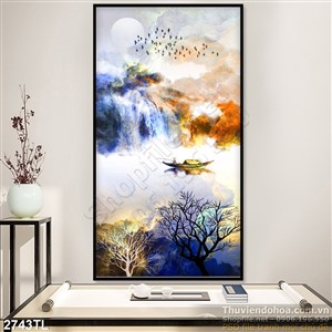 Tranh màu nước dòng sông quê hương