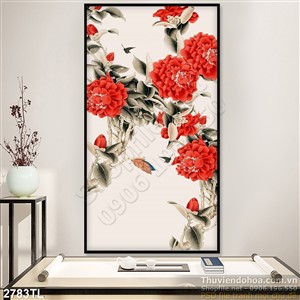 Tranh giả ngọc hoa mẫu đơn trang trí treo tường