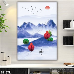 Tranh màu nước rừng cây đẹp độc đáo