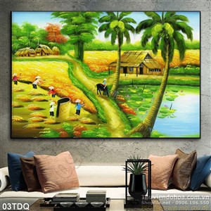 Trang làng quê Việt Nam sơn dầu đẹp