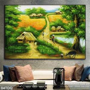 Trang làng quê Việt Nam sơn dầu đẹp trang trí