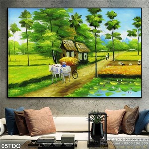 Trang làng quê Việt Nam sơn dầu đẹp nghệ thuật
