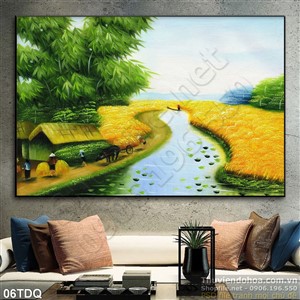 Trang làng quê Việt Nam sơn dầu đẹp