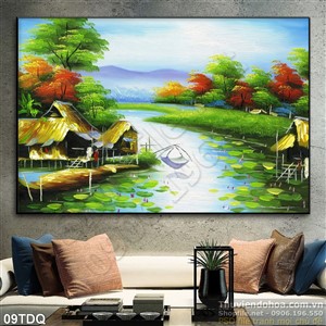 Trang làng quê Việt Nam sơn dầu nghệ thuật