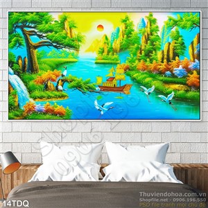 Trang làng quê Việt Nam sơn dầu phong thủy