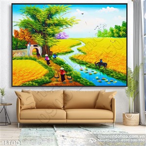 Trang làng quê Việt Nam sơn dầu đẹp