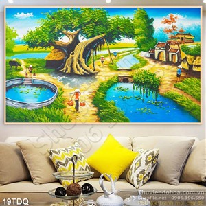 Trang làng quê Việt Nam sơn dầu