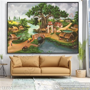 Trang làng quê Việt Nam cây đa