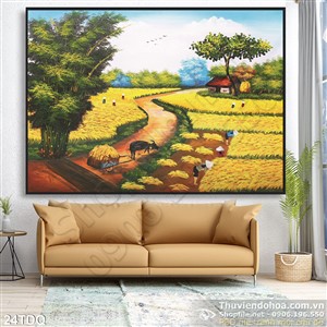 Trang làng quê Việt Nam cánh đồng lúa chín vàng