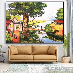 Trang làng quê Việt Nam trang trí phòng khách