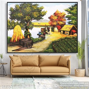 Trang làng quê Việt Nam sơn dầu đẹp