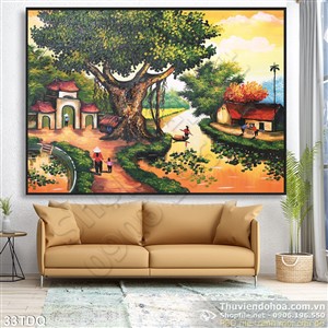 Trang làng quê Việt Nam sơn dầu treo tường