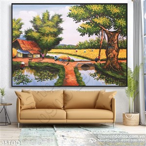 Trang làng quê Việt Nam trang trí tường