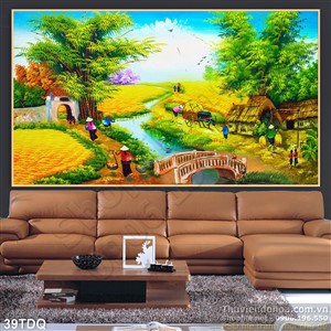 Trang làng quê Việt Nam lúa chín vàng