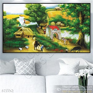 Trang làng quê Việt Nam sơn dầu đẹp