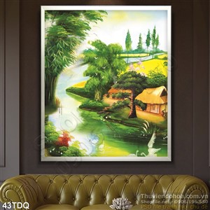 Trang làng quê Việt Nam bên dòng sông