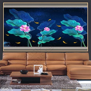 Tranh sơn dầu hoa Sen trang trí