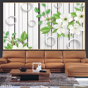 Tranh 3D hoa anh đào Nhật trang trí phòng ngủ