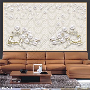 Tranh 3D hươu nai và ngọc trai