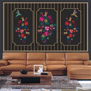 Tranh bình phong hoa trang trí phòng khách