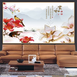 Tranh 3D thư pháp hoa mộc lan đẹp nhất